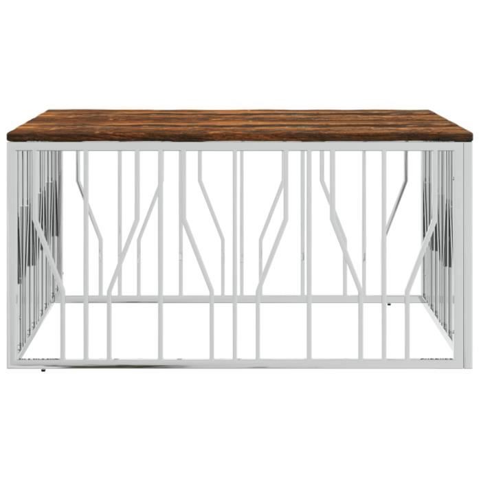 VidaXL Coffee Table Silver Stainless Steel-reclaimed Solid Wood 350069