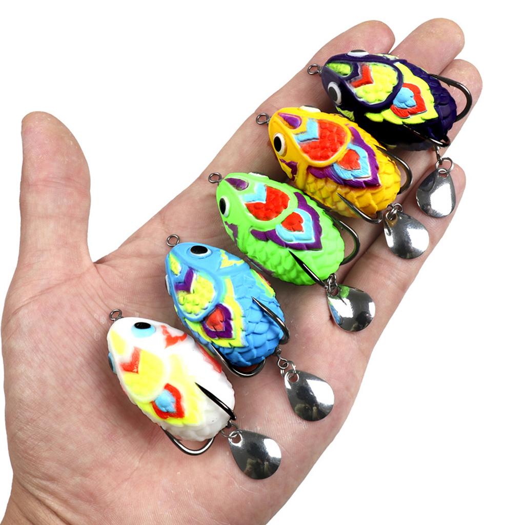 4.5cm 11g Ray Frog Crankbait Lures PVC Frog Lures Soft Frog Bait for Blackfish Fishing Lures with Double Hook & Blades