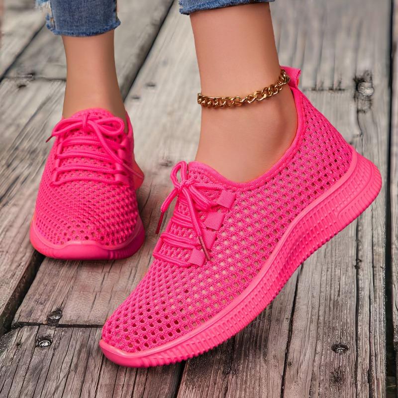 Spring and Autumn New Casual Flying Weaving Single Shoes Polyurethane Breathable Sneakers Large Size Spot Women's Mesh Shoes