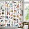 Dog Shower Curtain Cartoon Funny Dog Shower Curtain for Bathroom Cute cute pet Shower Curtain Different Kinds Loyal Pet  Bathtub
