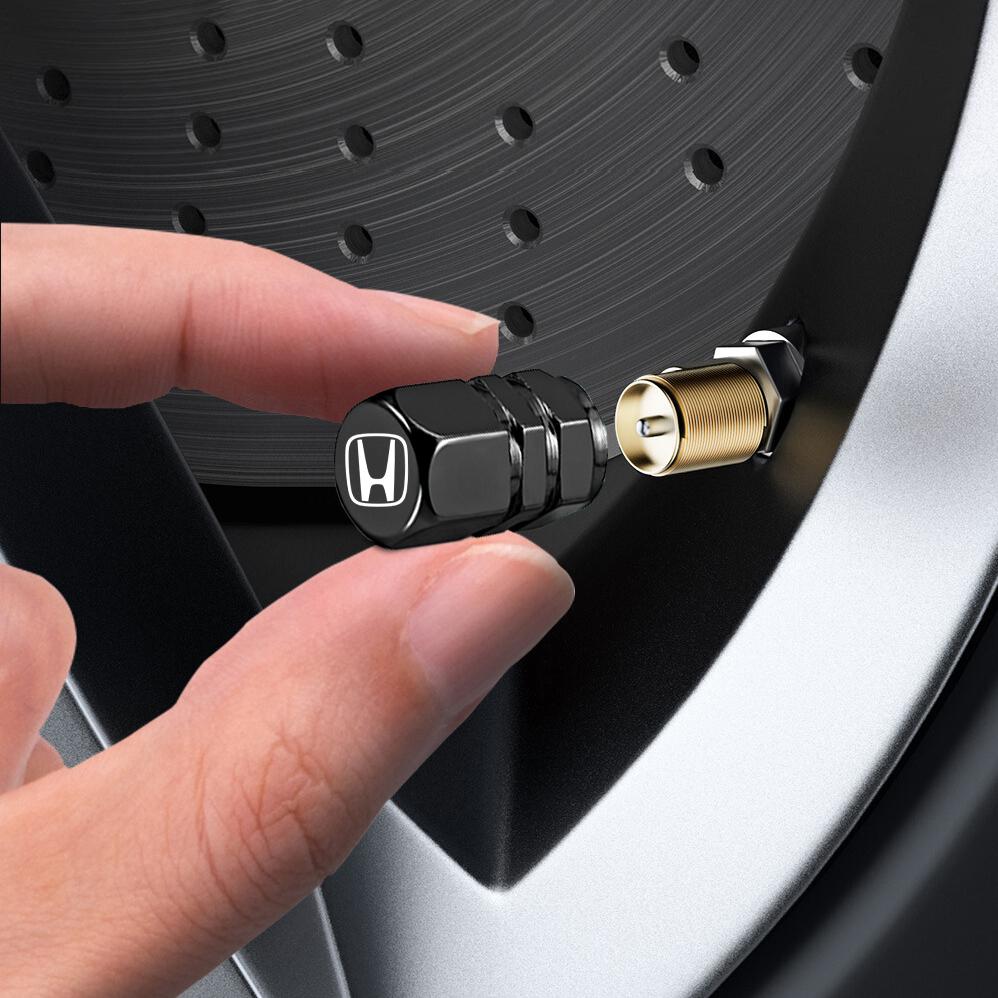 4Pcs Aluminum Alloy Car Tire Valve Cap Auto Accessories For Honda Civic Fit Jazz Accord Pilot CRV Odyssey Passport City Shuttle