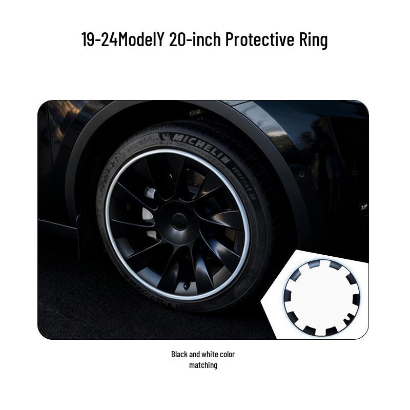 Protetor de Cubo de Roda 20" para Tesla Model Y: Capa de Pneu Bicolor de Cobertura Total para Modelos 2019-2024.