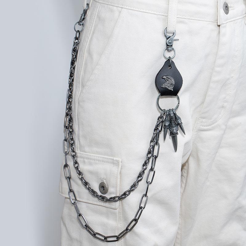 Coole Doppelspitzen-Kette mit Adler-Motiv Persönlichkeitskette Punk Hip Hop Hip Hop Jeans-Hüftkette Mode Metall-Accessoires