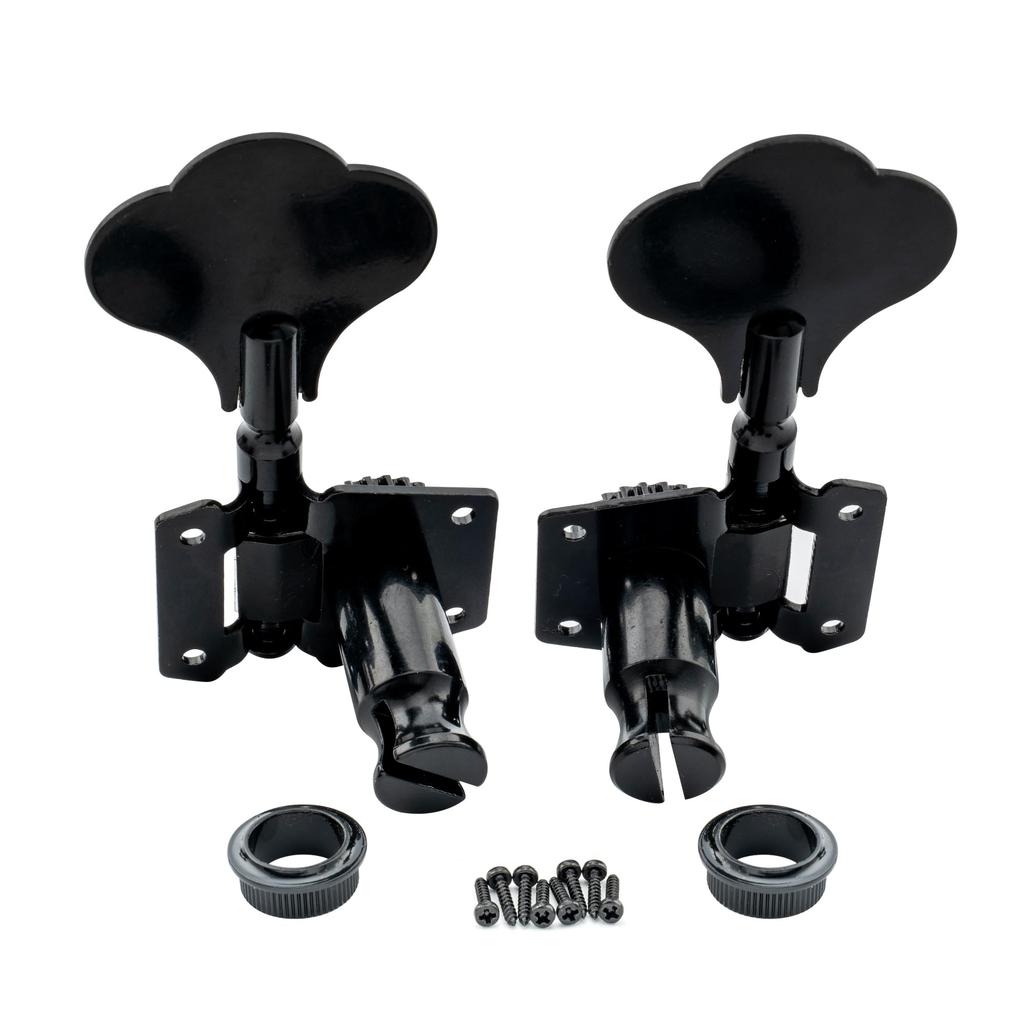 Musiclily Basic R2 Open Gear Bass Tuners for Electric Black L2+ 4-String Ibanez-Style Basses,
