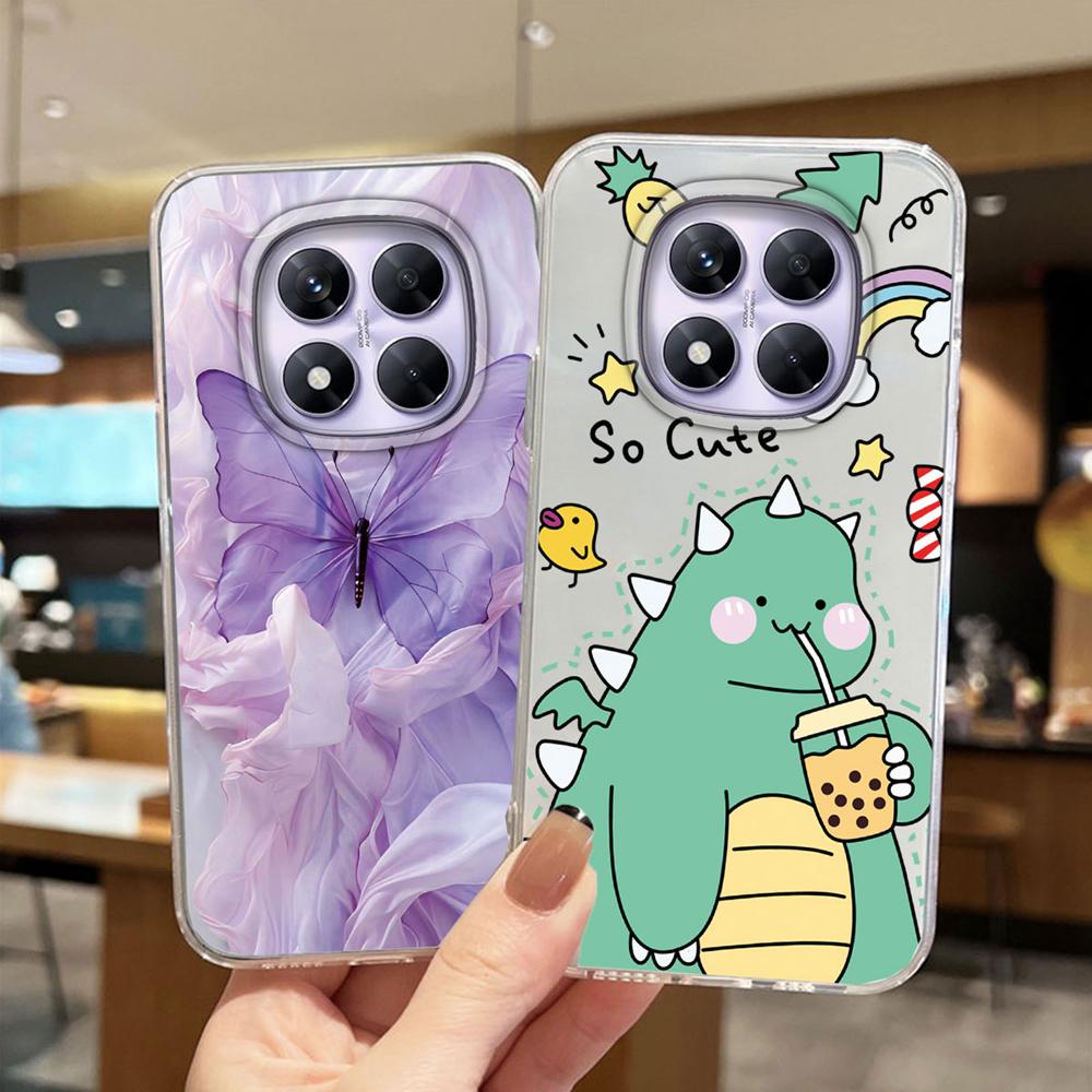 Blauw Luipaardprint Artistiek Marmeren Telefoonhoesje Voor Xiaomi Redmi Note 15 Pro 5G Transparant Helder Voor Redmi 15C 15 4G Zachte Cover