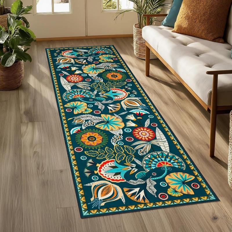 Corridor Carpet Runner Rug Hallway Long Carpets Machine Washable Non-slip Floor Mat Bedside Mats Green Spring Home Decor Rugs