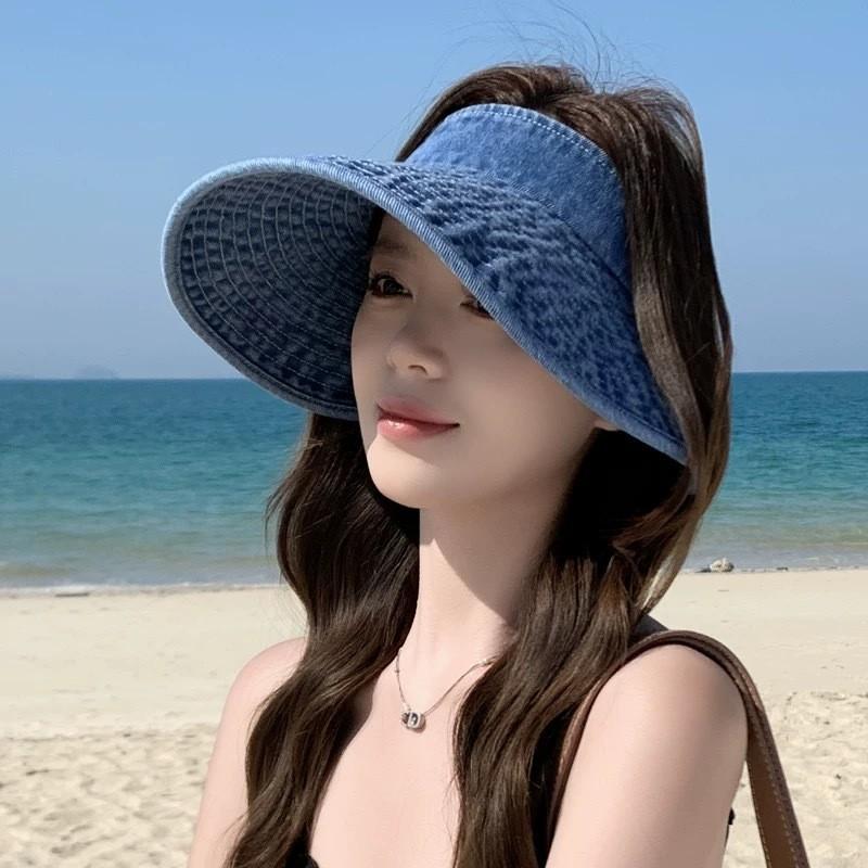 Cappello da Pescatore in Denim Estivo per Esterno Protezione Solare Con Ampio Bordo Per Donna