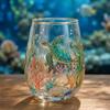 Vintage Painted Animal & Floral Gold Rim Glass Tumbler, Egg-shaped Lead-Free Glass Cup, Creative Gift Cup for Whiskey, Juice and Water