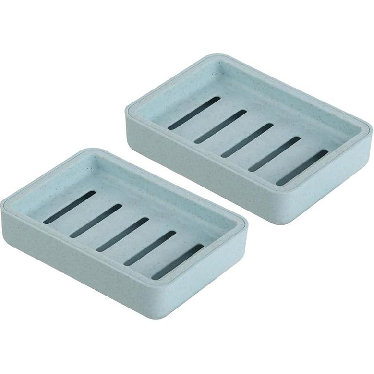 Plastic Soap Dish, Soap Bar Holder with Drip Tray, Draining Soap Box for Shower,Kitchen, Bathroom