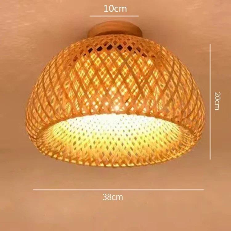 Handmade Boho Bamboo Wicker Ceiling Light Traditional Farmhouse Bedroom Nursery Hallway Balcony Tea Corridor Mount Ceiling Light