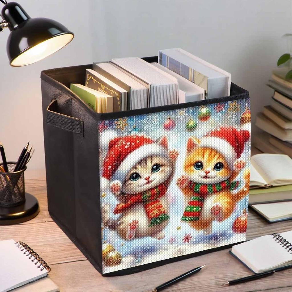 Two Lovely Kittens 5D Diamond Painting Storage Basket Full Round Drill Mosaic Diamond Embroidery Cross Stitch Kits Home Decor Home Decor