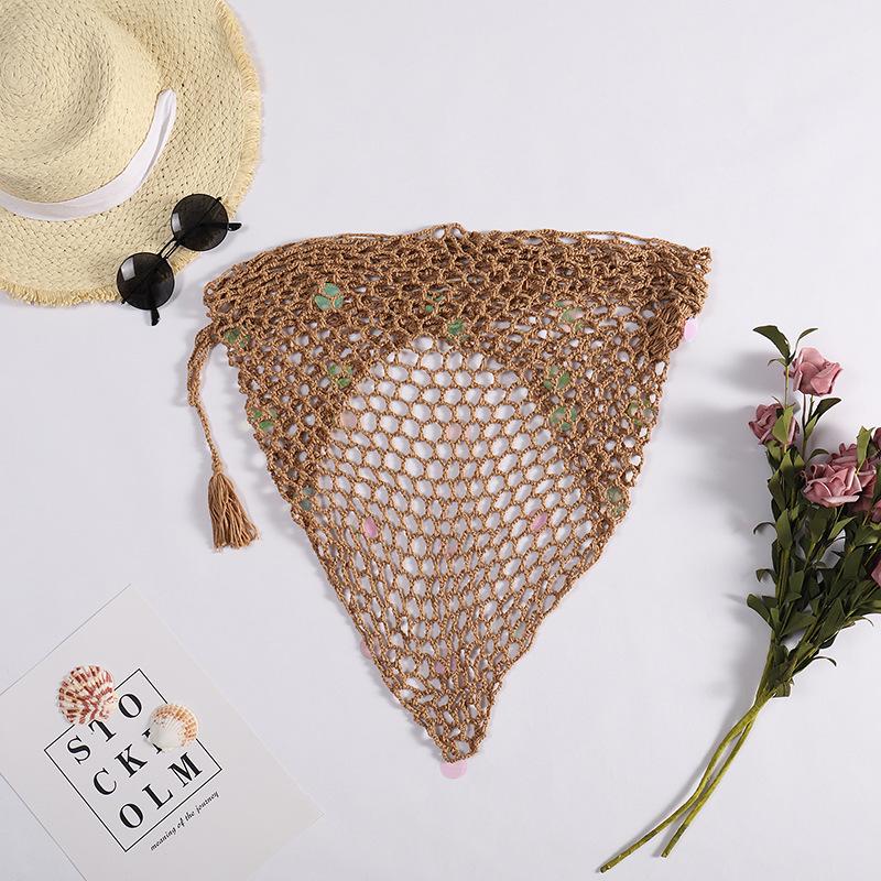 Hand-Crocheted Sequin Tie-Up Beach Cover-Up Dress