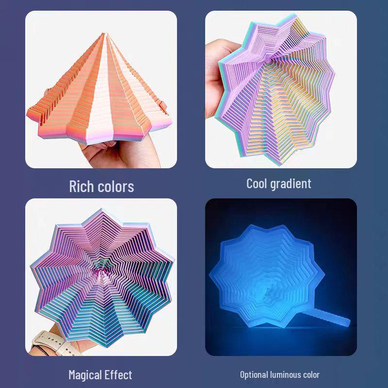 3D Optical Illusion Folding Toy: Polygon Carrot Tower Spiral