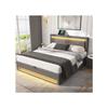 Lit rembourré - MUVOE - 160 x 200 cm - USB - Éclairage LED - Rangement intégré