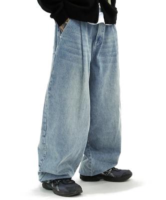 XTONZ Xp172 Big Wide Balloon Denim Pants (Blue)
