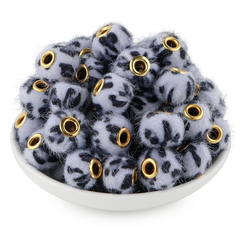 20Pcs/lot 20MM Pompom Beads Plush Fur Covered Ball Bead Charms Straight Hole Big Hole Spacer Beads For Handmade Jewelry Access
