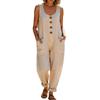 Ladies' Casual Sleeveless Loose Pocket Overalls Jumpsuit