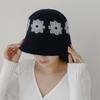 Women's Flower Pattern Wool Knit Autumn Picnic Bucket Hat