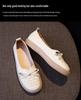 Women's White Cowhide Leather Casual Shoes - Spring/Summer 2025, Soft Jelly Sole, Flat Design