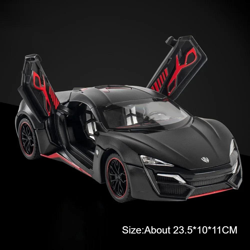 1:24 Scale GT Lykan Car Model Toy Diecast Alloy Doors Opened Sound Light Pull Back Supercar Miniature Models Collection Gifts