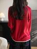 2025 A/W Women's Color Block Knit Cardigan - Fake Two-Piece, Round Neck, Long Sleeve, Loose Fit Sweater Coat