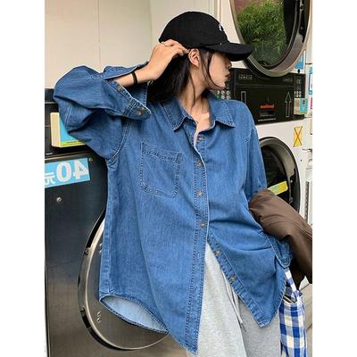 Spring  Autumn Women's Denim Coat Loose Top Casual Shirt Vintage Clothes for Women Tops Shirts Blouses