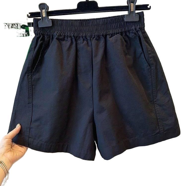 Pure Cotton Korean-Style Summer 2026 High-Waisted Elastic Hot Pants: Slimming, Casual, Pocketed, Thin Shorts