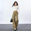 Spring Summer Vintage Raised Side Seam Unique Design Slim Floor Wide Leg Denim Pants For Women Casual Pants Oversize Denim Trousers