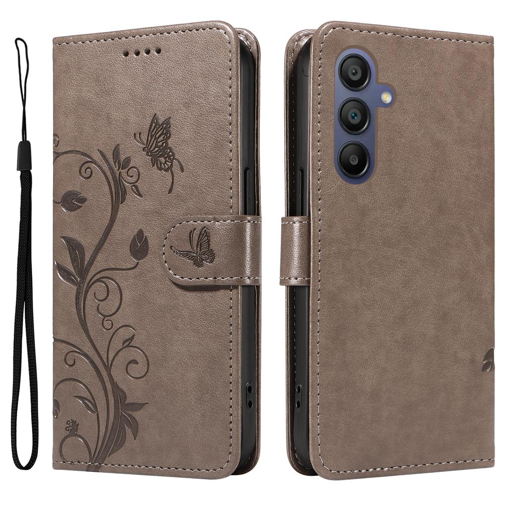 For Samsung Galaxy A17/A26 5G/A16 5G/A16 4G PU Leather Cases Flower Pattern Wallet Stand Phone Cover with Strap