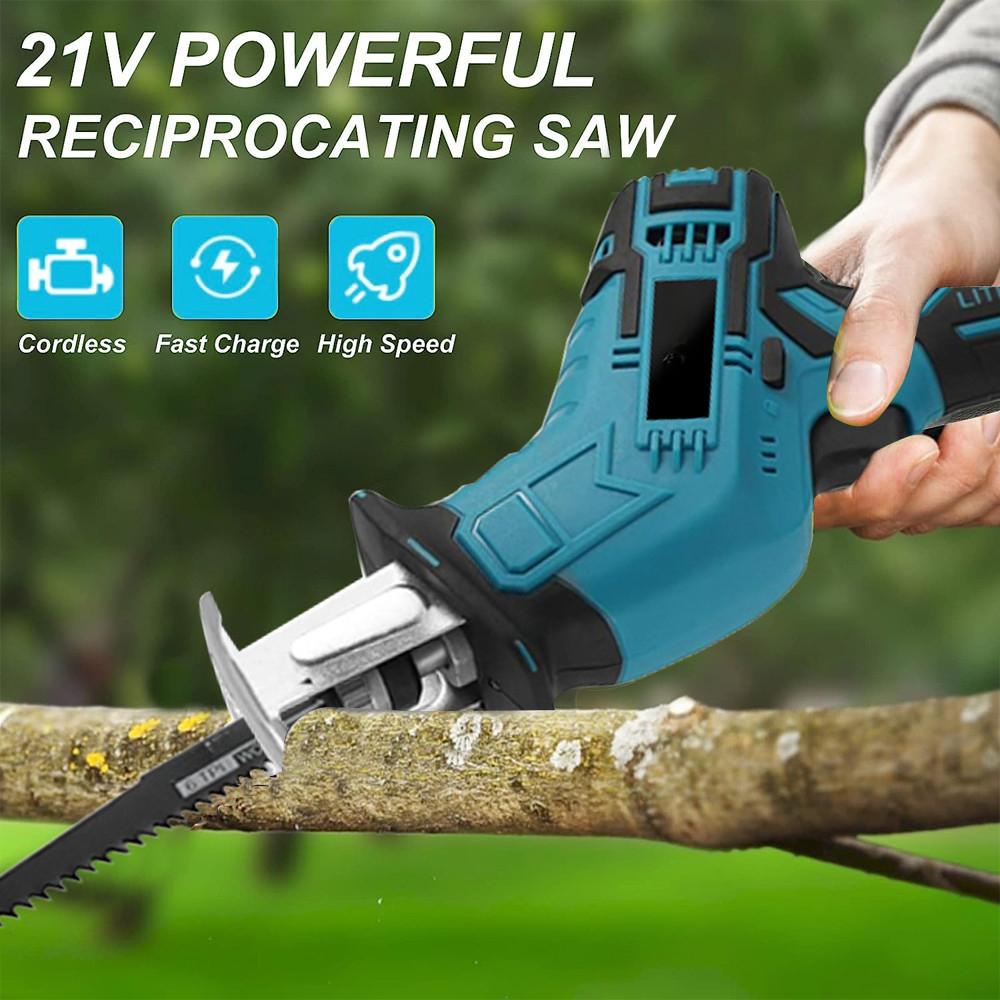 Cordless Portable Reciprocating Saw Adjustable Speed Chainsaw Wood Metal PVC Pipe Cutting Bandsaw Power Tool