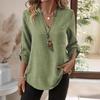Fashion Shirt Women's Casual Top Loose Large Size V-Neck Solid Color Shirt