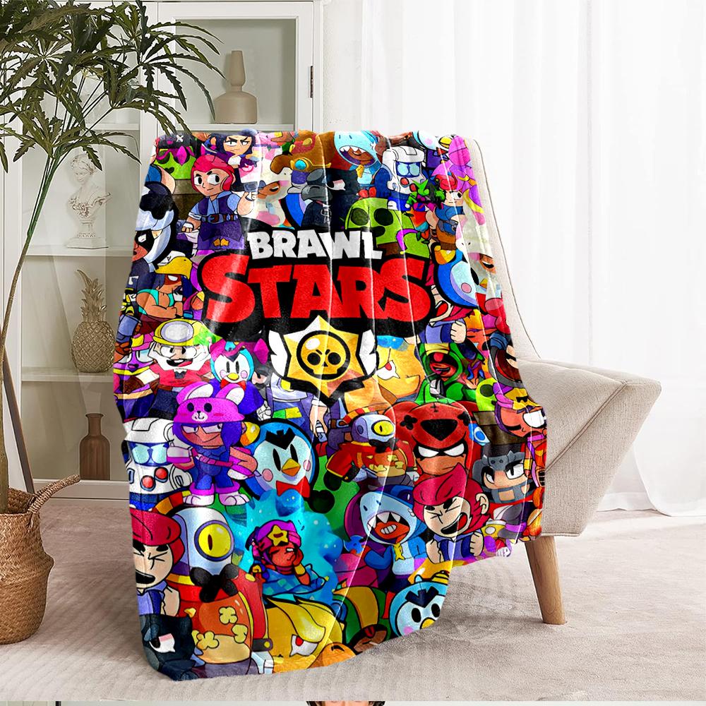 Brawl Stars Theme Printed Blanket - Perfect for Couch, Bed, Travel & Outdoor Use | Machine Washable, Cozy & Durable.