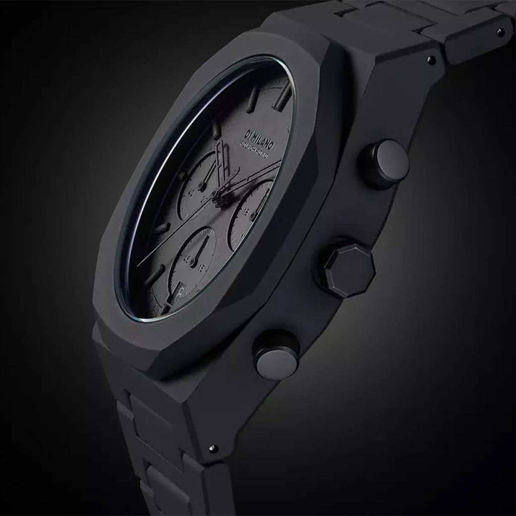 Authorized Distributor [D1 MILANO] D1 Milano Men's Watch PHBJSH Polychrono Shadow 40.5mm All Black