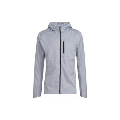 Solid Color Zip-Up Hooded Sports Jacket Men Outerwear Light-Silver GJ9949