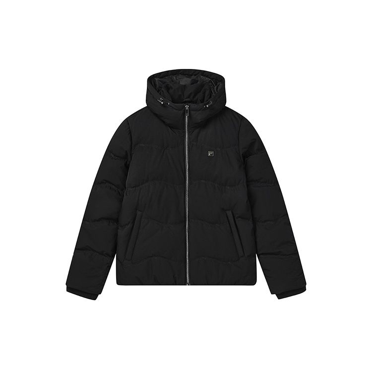 FILA Fleece Quilted Straight Casual Down Jacket Women Outerwear Black F11W247902FBK