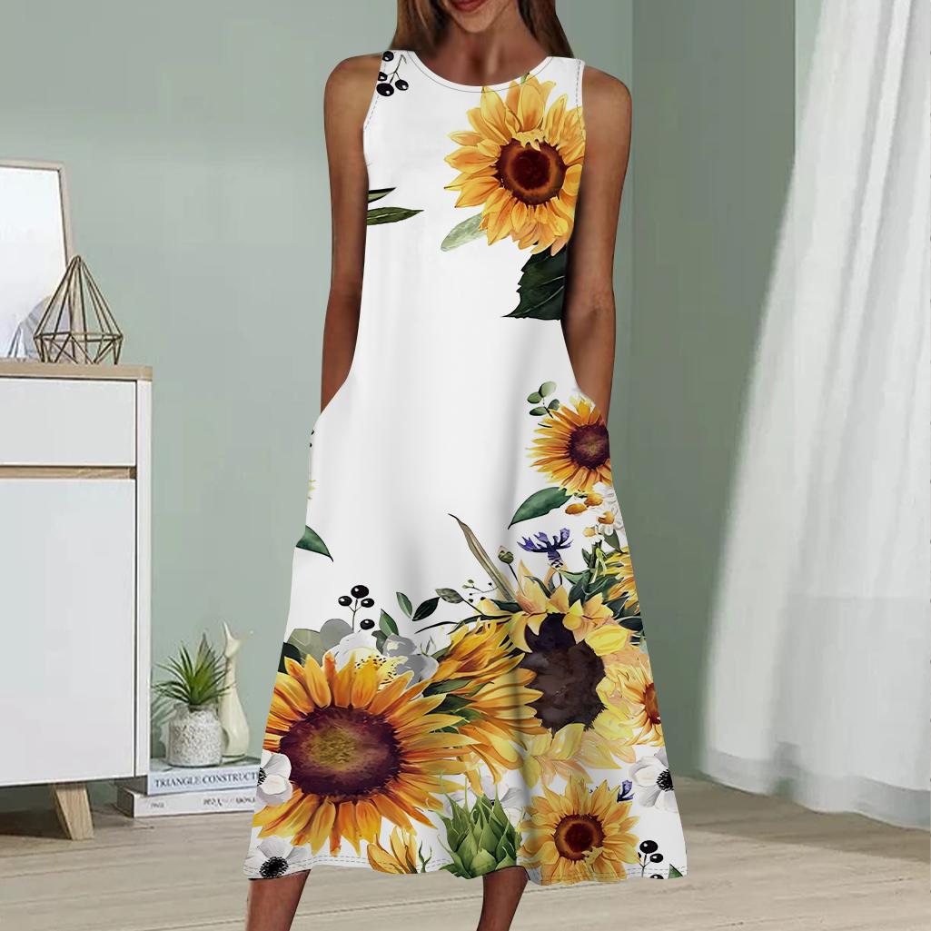 Летнее модное сексуальное платье без рукавов Мягкое повседневное платье с принтом 3D — фото 3