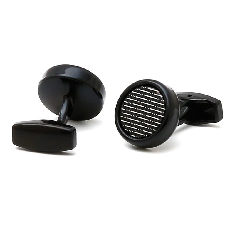 Men s Cufflinks Fashionable White Stripe Round Black Jewelry artificial