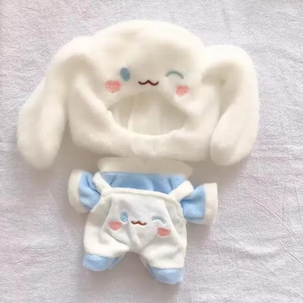 DIY Sanrios Cinnamoroll Kawaii Plüschtier Kleidung für 20 cm Figur Anime Niedliche Kapuzenmütze Tasche Latzhose Gefüllte Kleidung Kinderspielzeug 20cm doll clothing