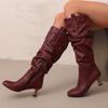 Yellow Pink Women Knee High Boots High Heel Big Size 50