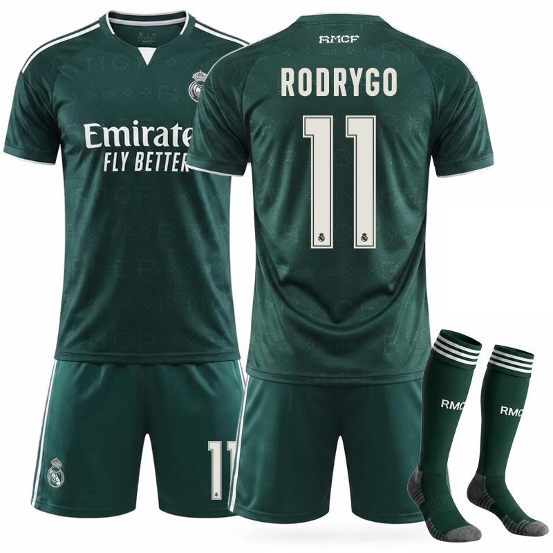 2627 Kulüp Formaları 7 Vinicius C Ronaldo Yeni Real Madrid Deplasman Hayır. 10 Mbappe Yeşil Futbol Forması