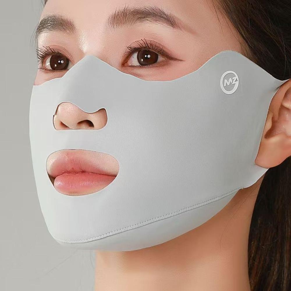 New Breathable Ice Silk Mask Washable Anti-UV Sunscreen Mask Dustproof Face Veil Four Seasons