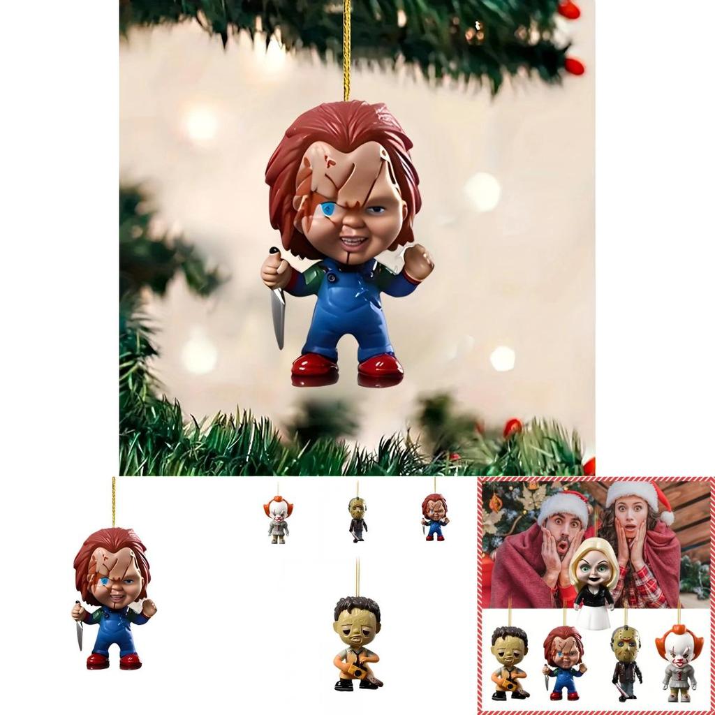 Halloween Scary Movie Character Acrylic Flat Hanging Party Decoration For Cars