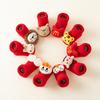 Newborn Red Non-slip Plush Socks for Autumn/Winter - Warm Terry Christmas Floor Socks for Babies and Toddlers.