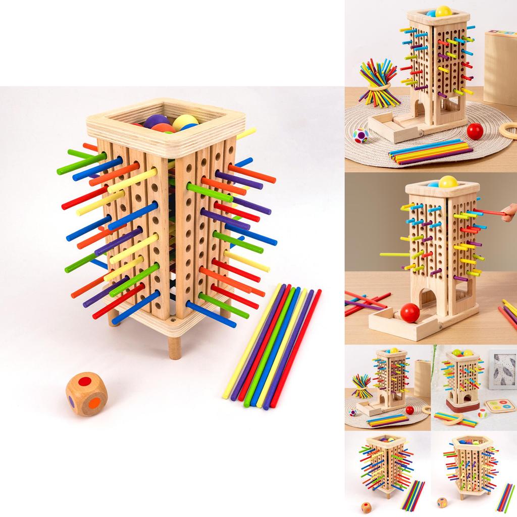 Wooden Stick Trishape Educational Game For Kids With Color Recognition And Parentchild Interaction