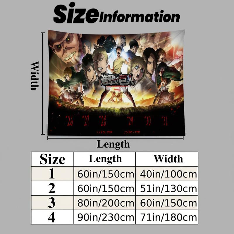 Anime Attack-on-Titan Wall Tapestry Aesthetic Wall Hanging Printed Fabric Blanket Decorative Tapestries for Bedroom Living Room Home Decor