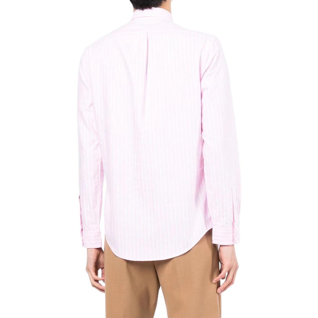 Polo Ralph Lauren Ss22 Logo Embroidered Striped Button-Up Long Sleeve Shirt Men Shirts Pink 710829448-002