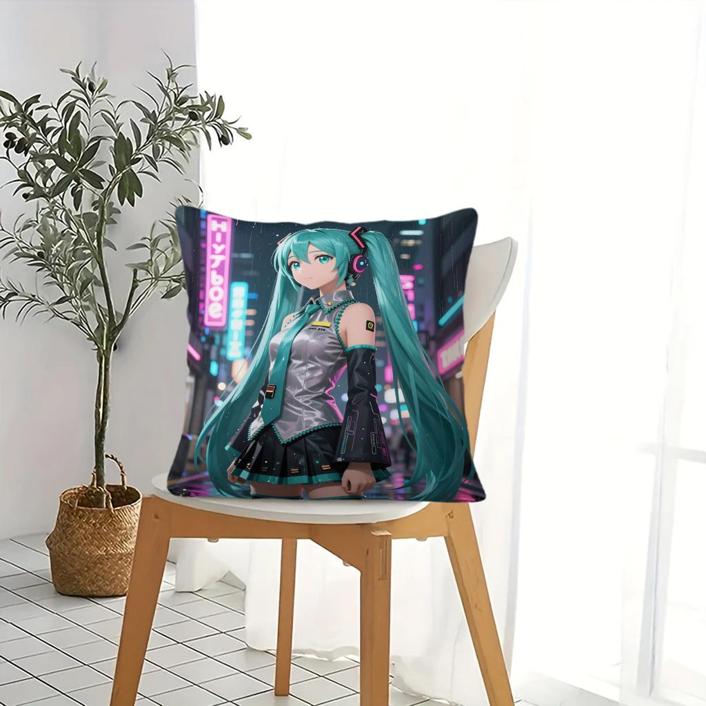 Hatsune Miku Galaxy Throw Pillow, 18.18 Inch Cushion, Accent Pillow, Includes Pillow Core, Hd Print For Sofa Bed Room
