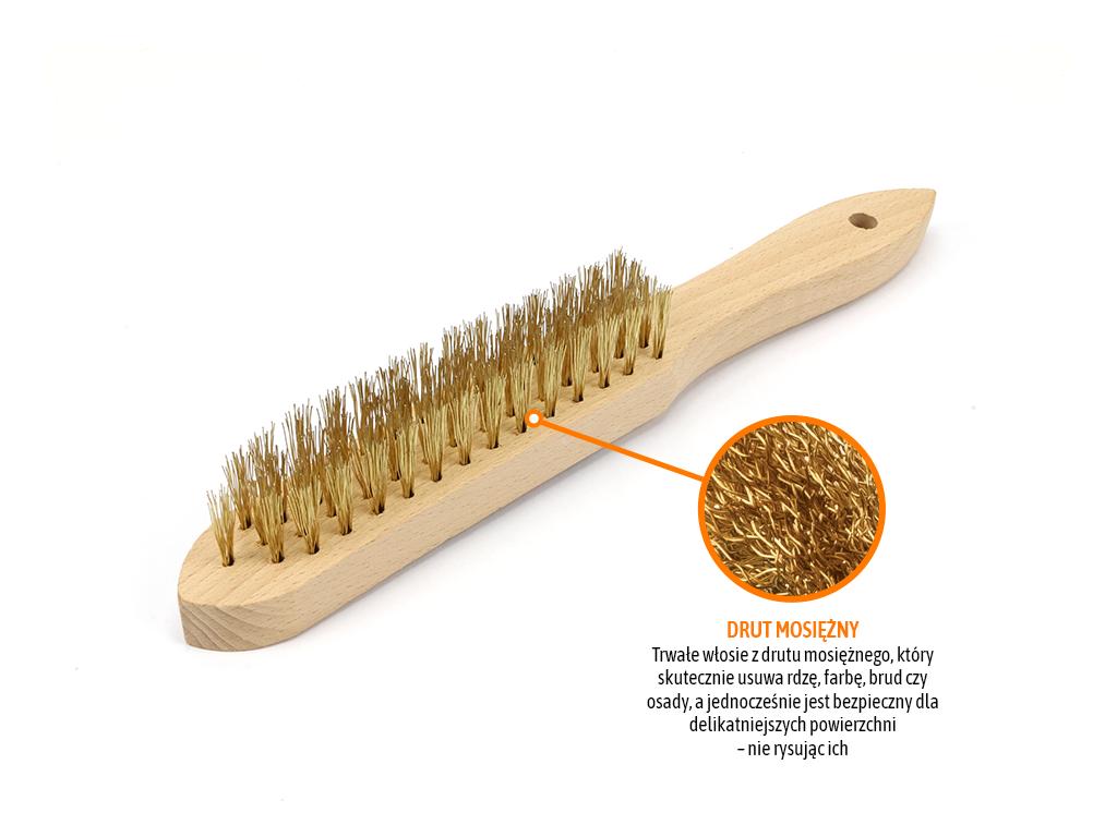 PREMIUM rust brush - brass wire / 4 rows, TEGER