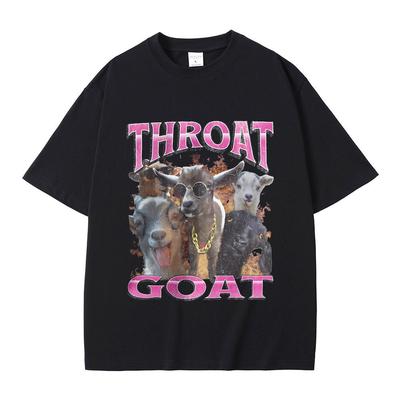 Lustiges Hals-Ziege Grafikdruck T-Shirt Herrenmode Übergroße Streetwear Unisex Unisex Lässig Hohe Qualität Reine Baumwolle Kurzarm