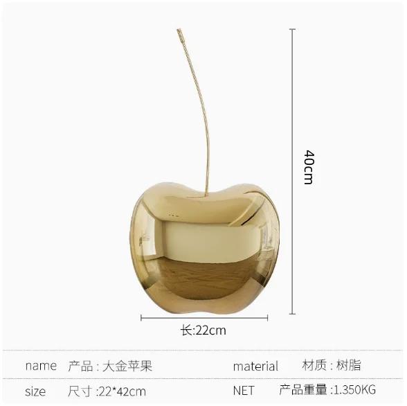 Creative Golden Cherry Simulated Fruit Sculpture Resin Handicrafts Golden Apple Decorative Figurines Home Decoration Accessories